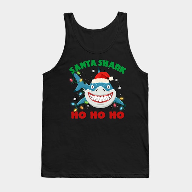 Santa Shark Ho Ho Ho Christmas Tank Top by mckinney